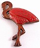 BP71 leather/red bakelite flamingo pin